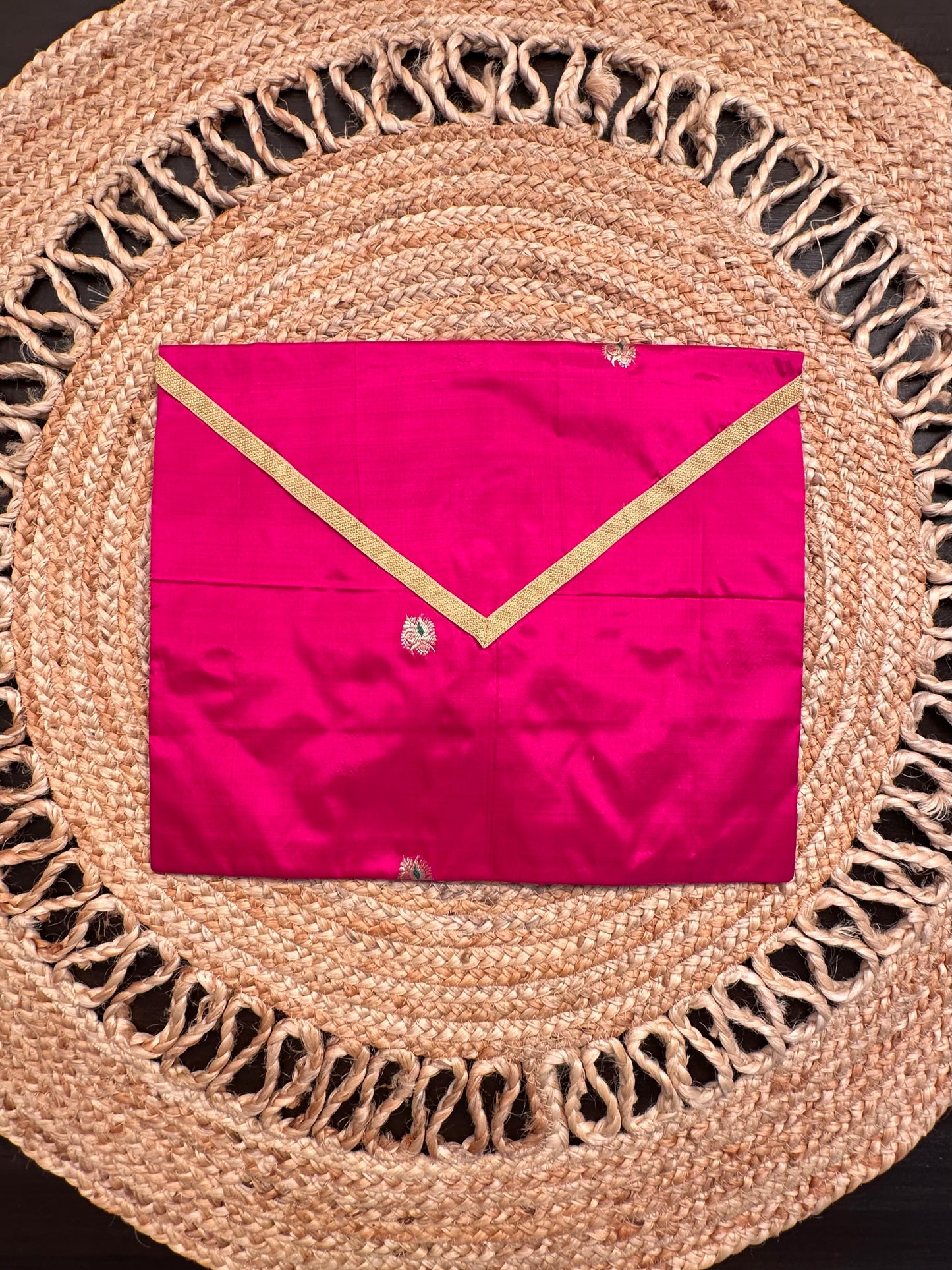 Magenta Pure Silk Saree Bag With Pouch