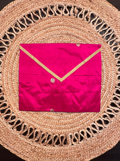 Magenta Pure Silk Saree Bag With Pouch