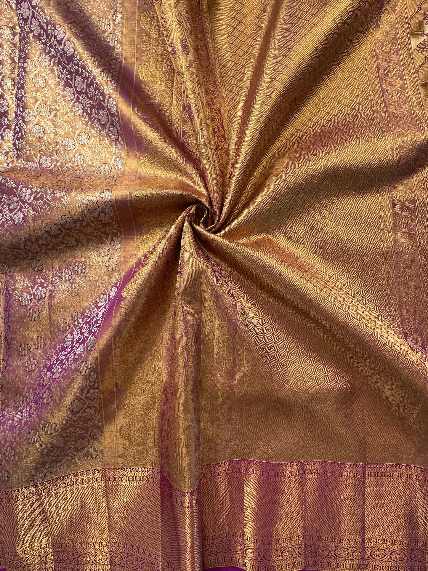 Purple Handloom  Jamawar Pure Tissue Silk Saree