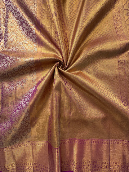 Purple Handloom  Jamawar Pure Tissue Silk Saree