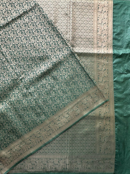 Bottle Green Jamawar Art Silk Saree