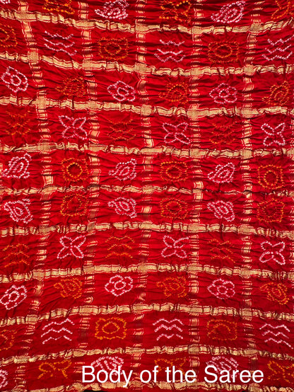 Red Gharchola Bandhej Gajji Silk Saree