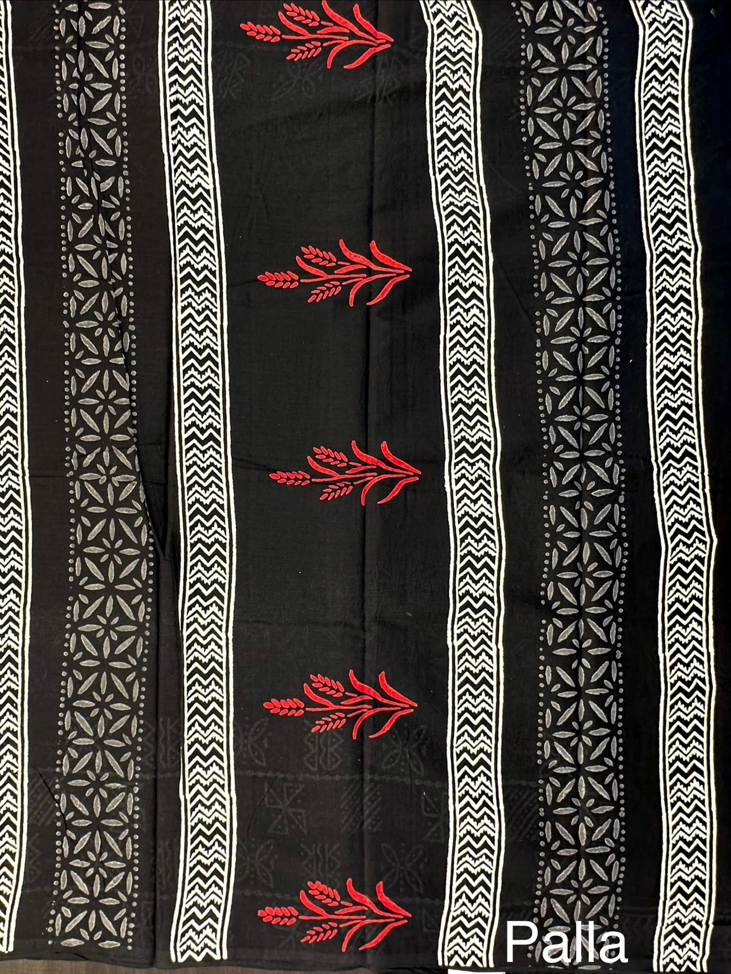 Black Baag Hand Block Print Pure Cotton Saree