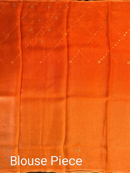 Kota Doria Pure Silk Saree With Gota Patti Work