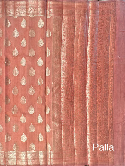 Peach Chanderi Saree
