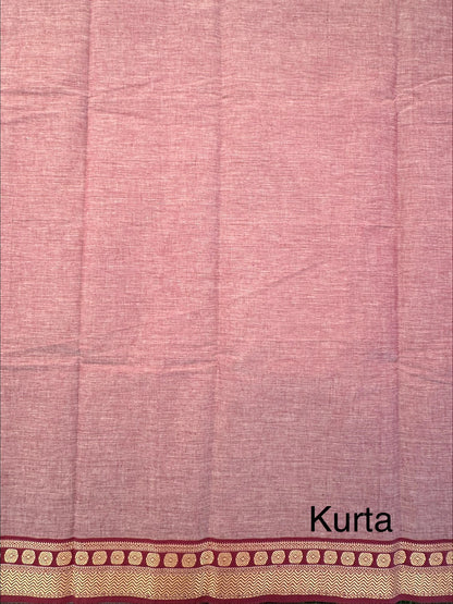 Mauve Dharwad South Cotton 3-Piece Suit