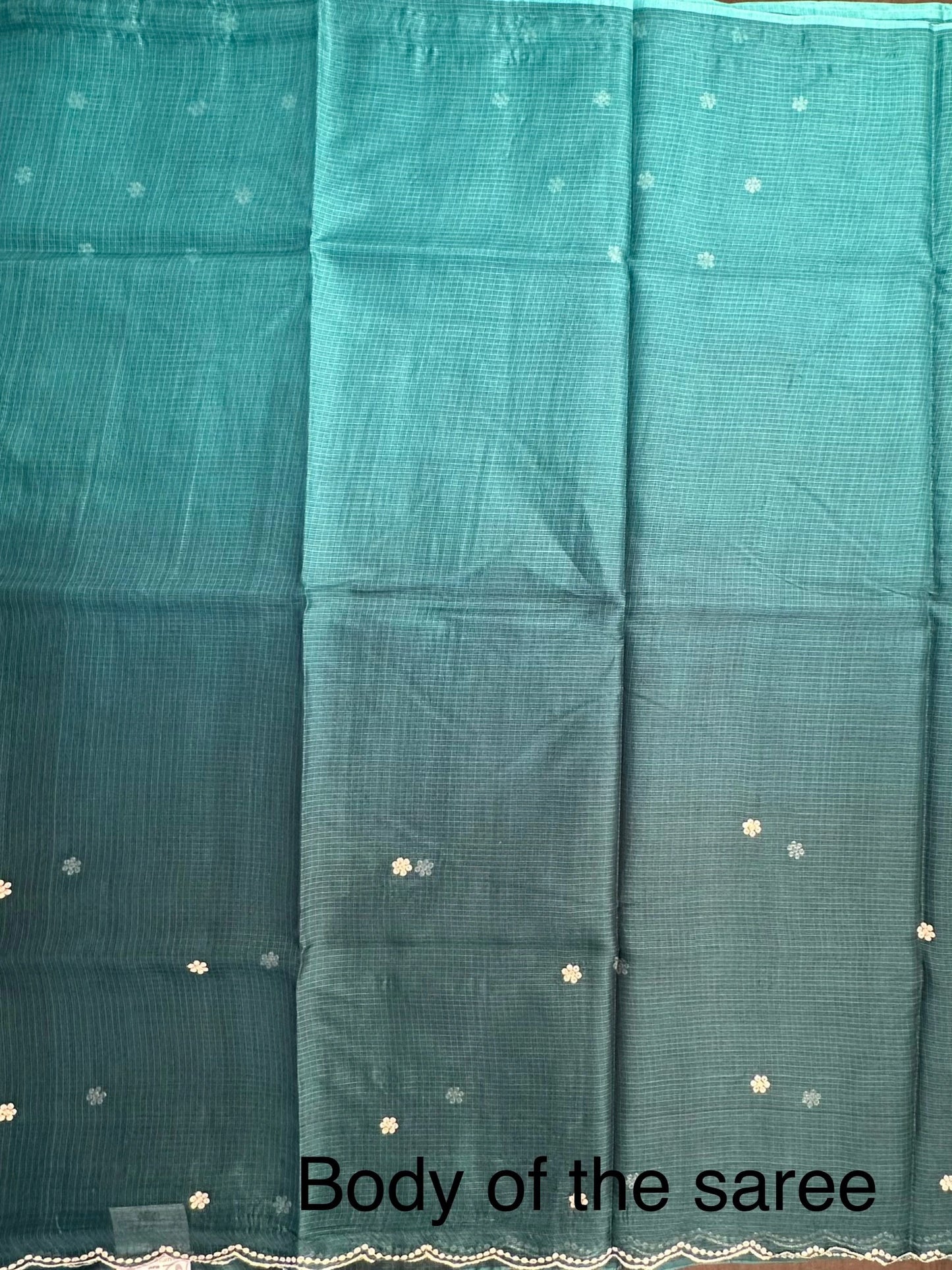 Turquoise Blue Gitika Kota Doria Pure Silk Saree