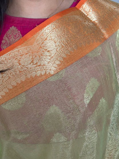 Green Nimrit Tissue Saree