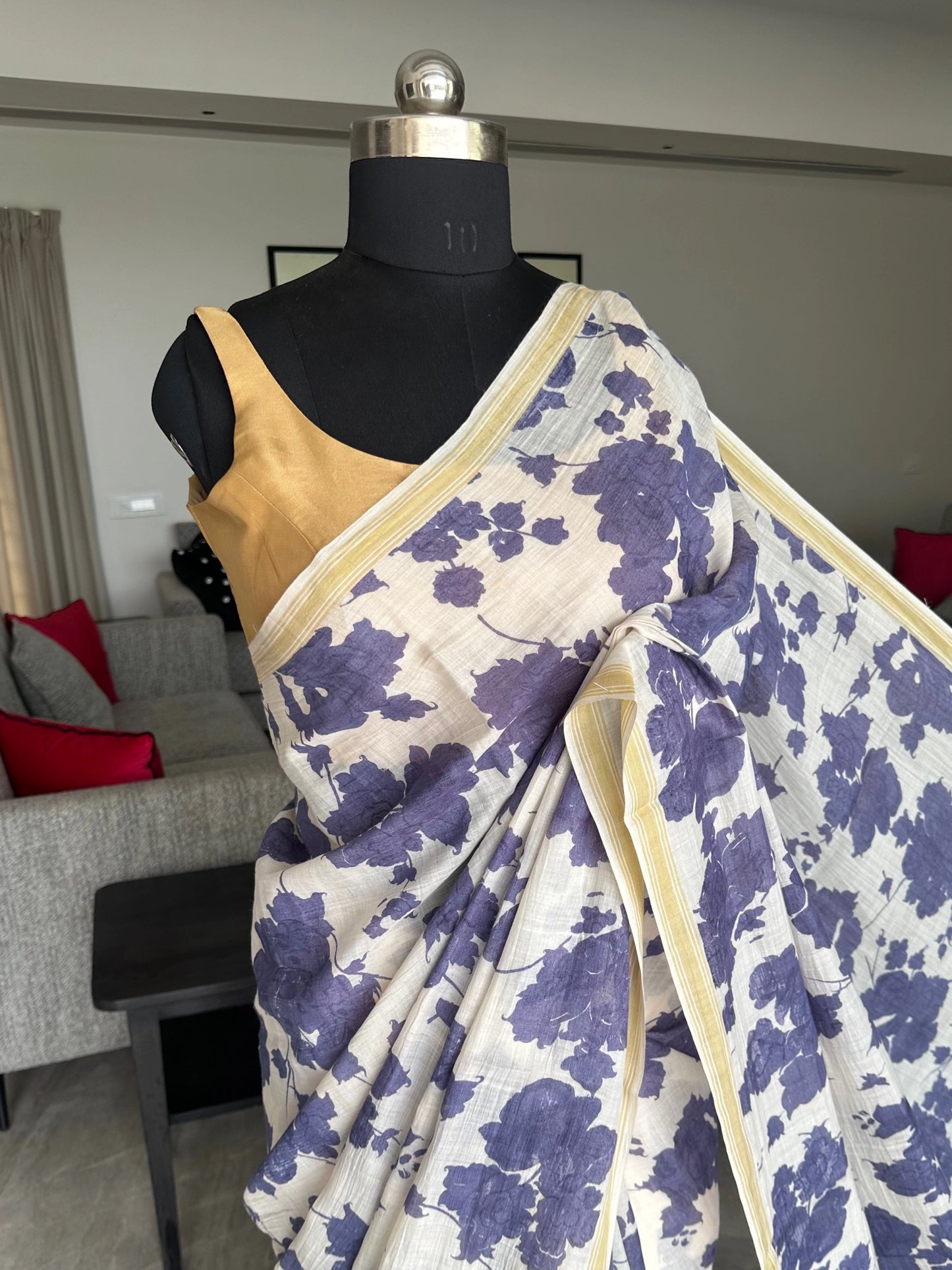 Mul Flora Cotton Silk Saree