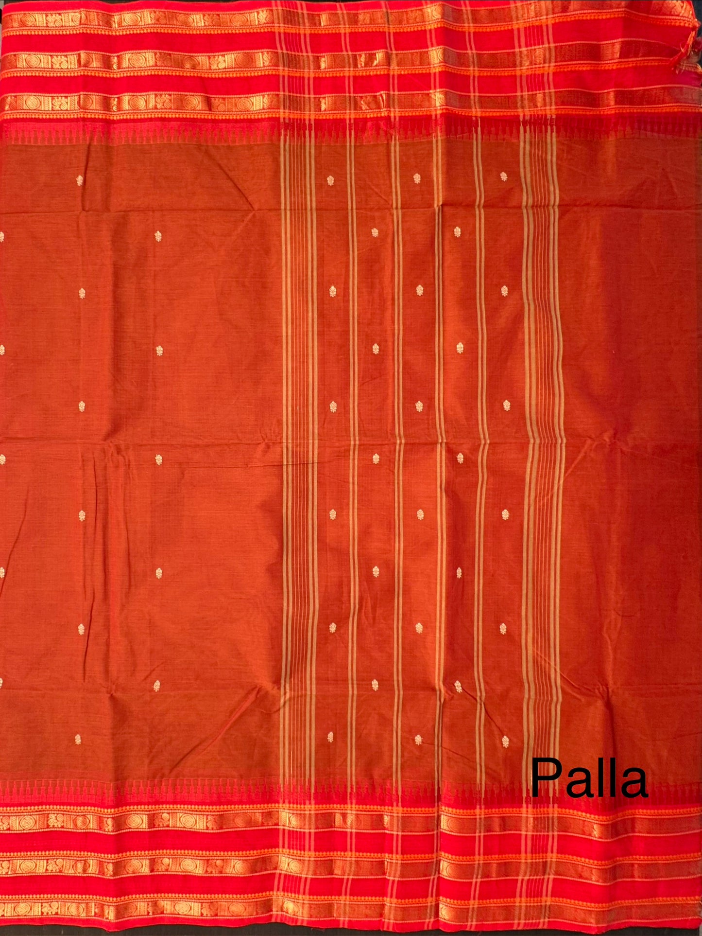 Rust Narayanpet Cotton Saree