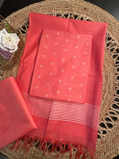 Coral Pink Salem Art Cotton 3-Piece Suit