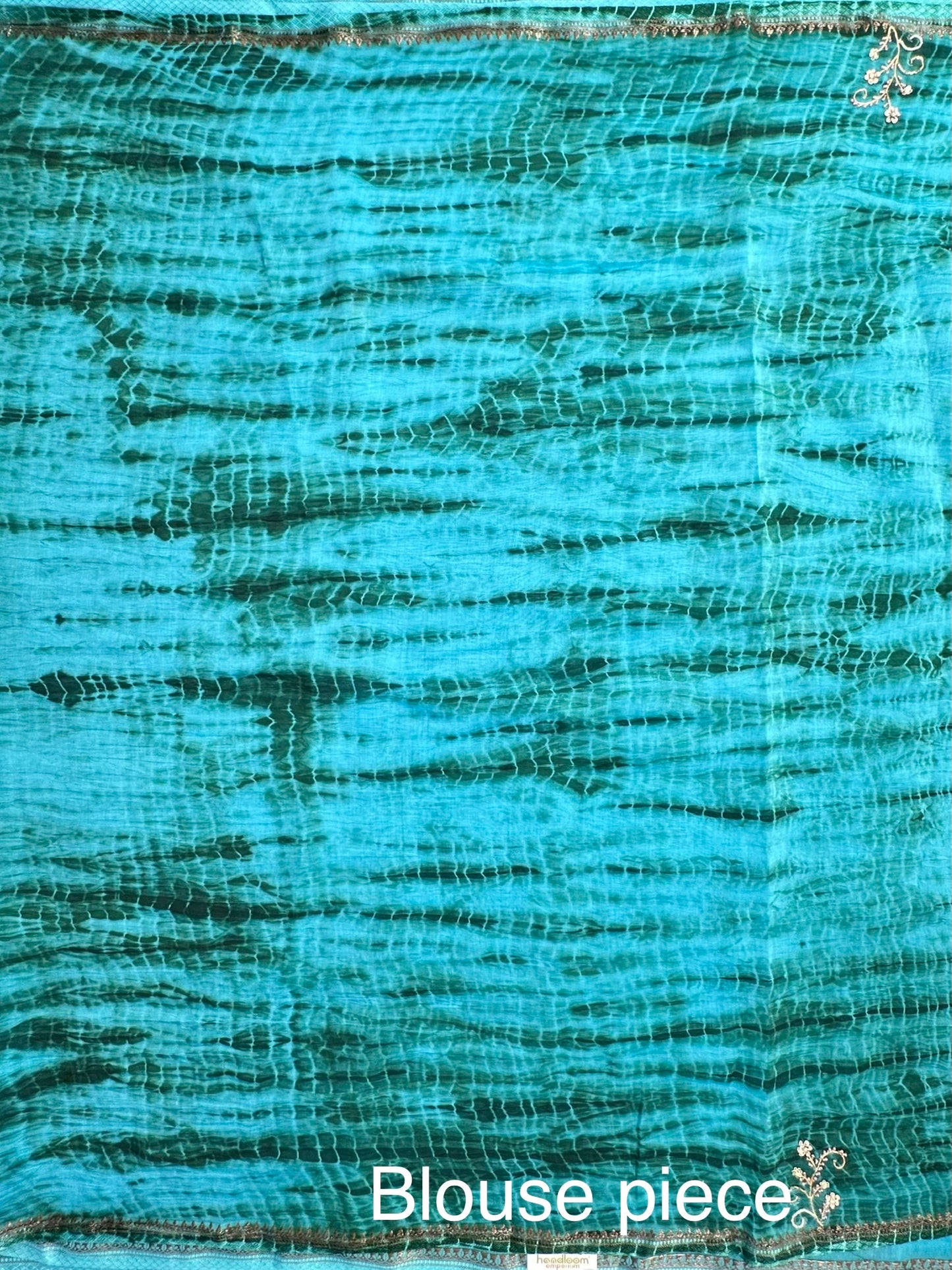 Firozi Chanderi Saree With Hand Work