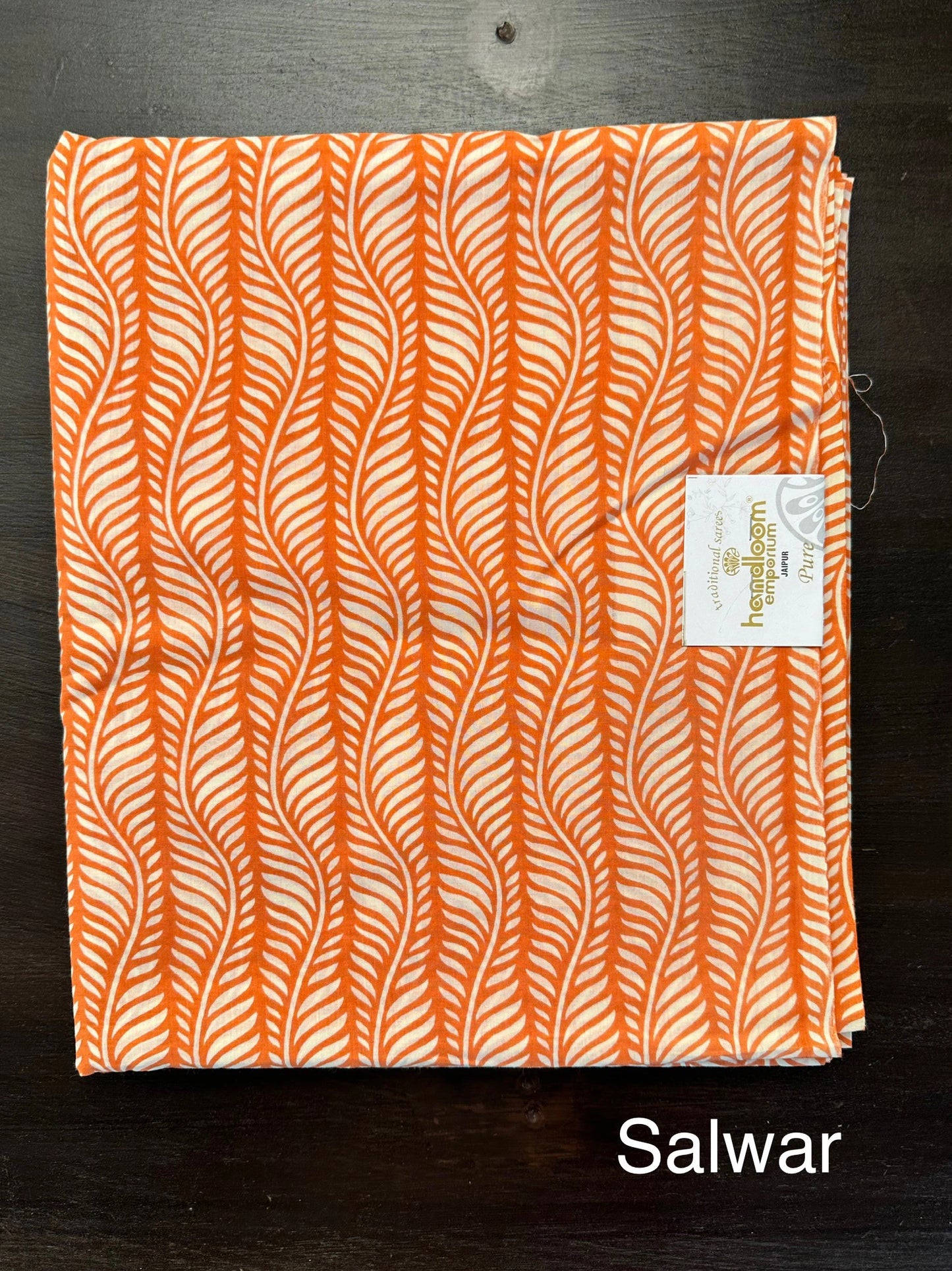 Cream-Peach Jaipuri Cotton 3-Piece Suit