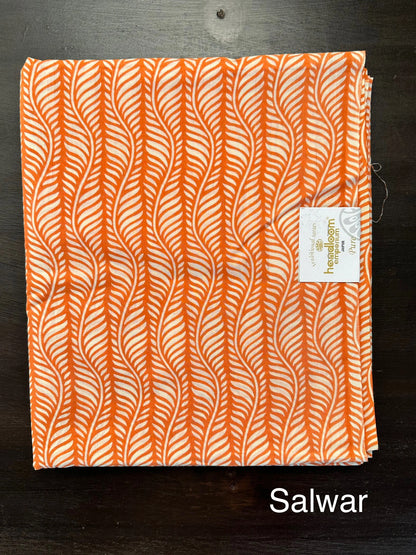 Cream-Peach Jaipuri Cotton 3-Piece Suit
