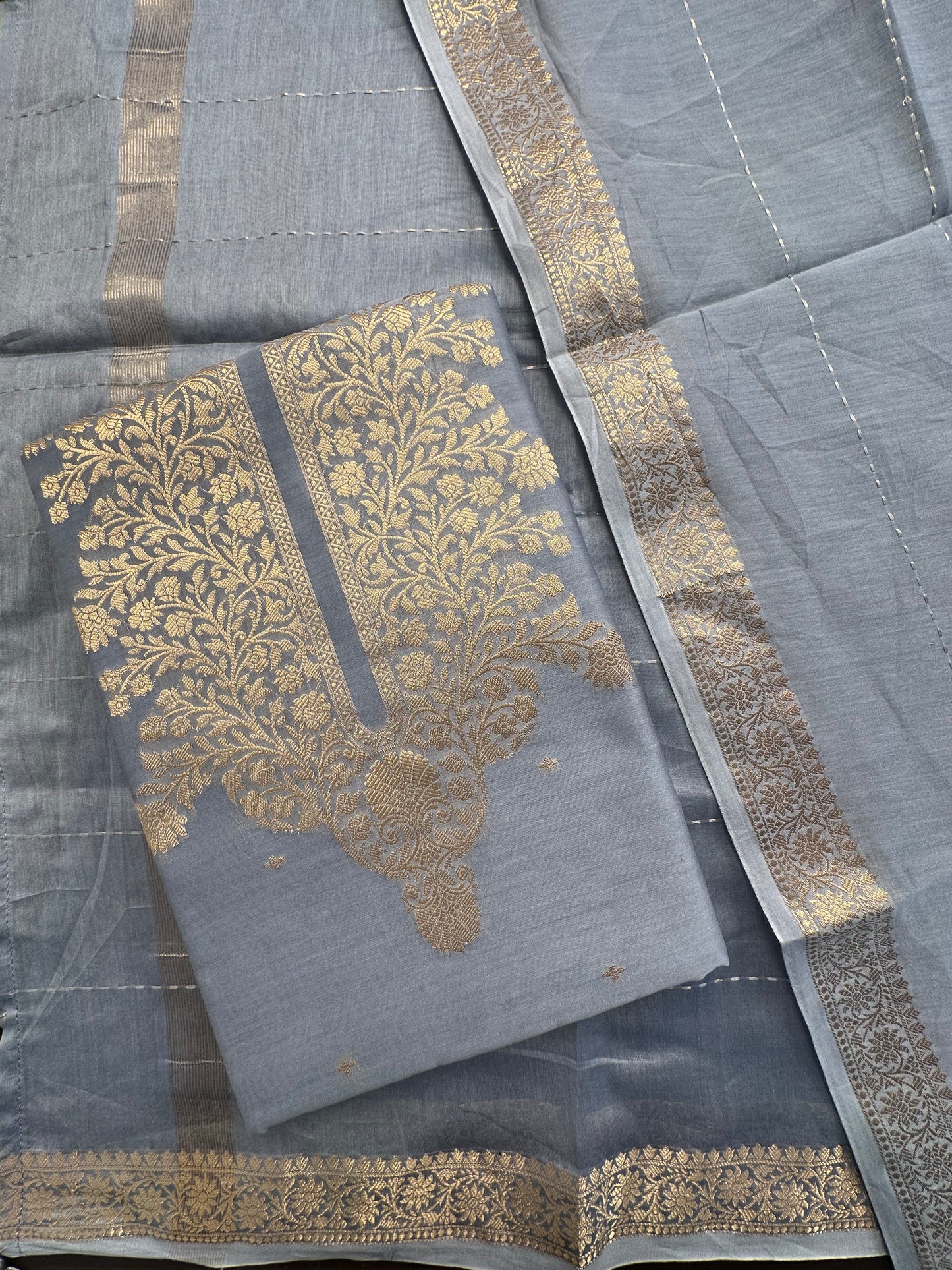 Powder Blue Handloom Chanderi Suit