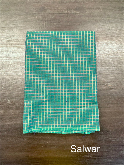 Bottle Green Checkered Dharwad South Cotton 3-Piece Suit