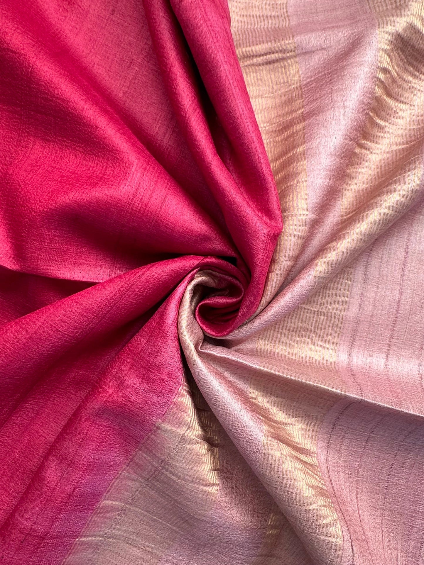 Rani-Pink Handloom Tussar Silk Saree