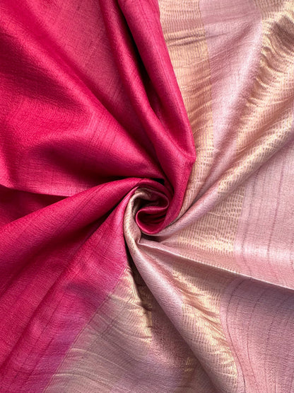 Rani-Pink Handloom Tussar Silk Saree