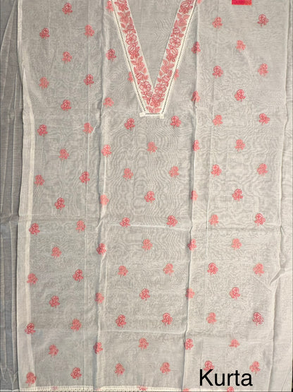 Off White-Peach Chanderi Suit