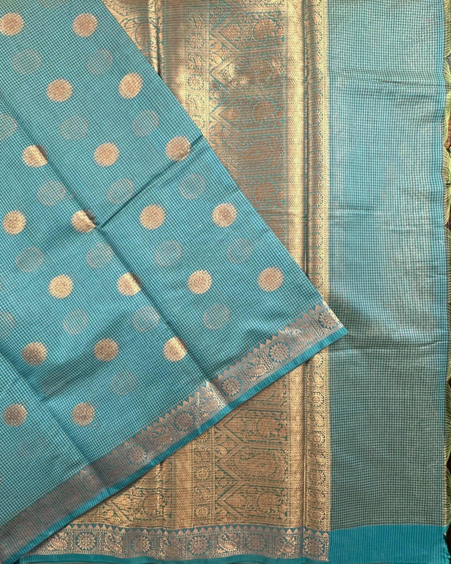Blue Blended Cotton Saree