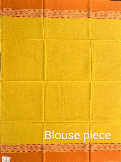 Yellow -Mustard Tripura Cotton Saree