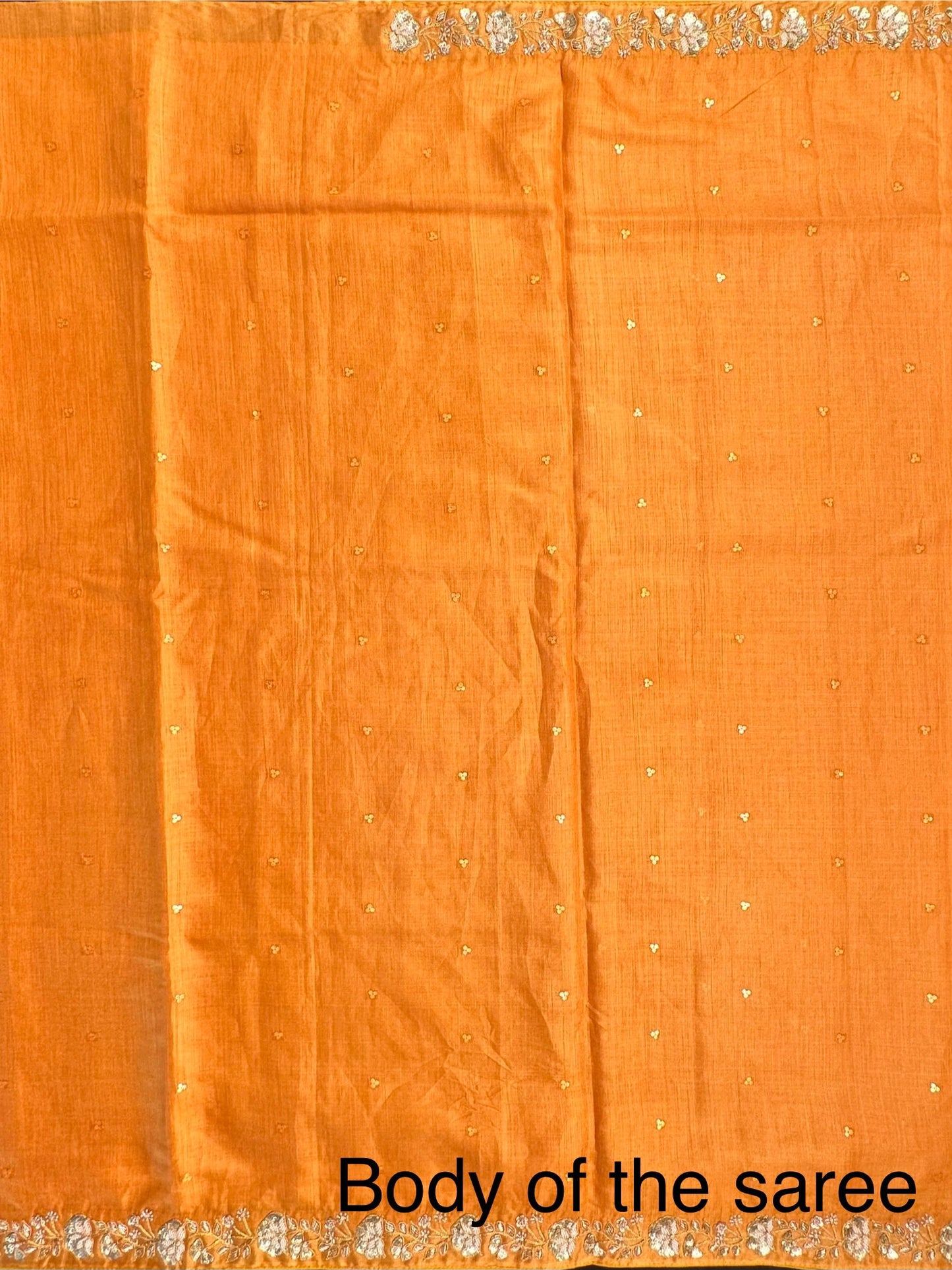 Mustard Tussar-Tissue Silk Saree with Hand Work