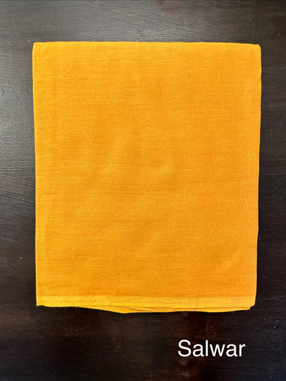Mustard Jute Cotton 3-piece Unstitched Suit