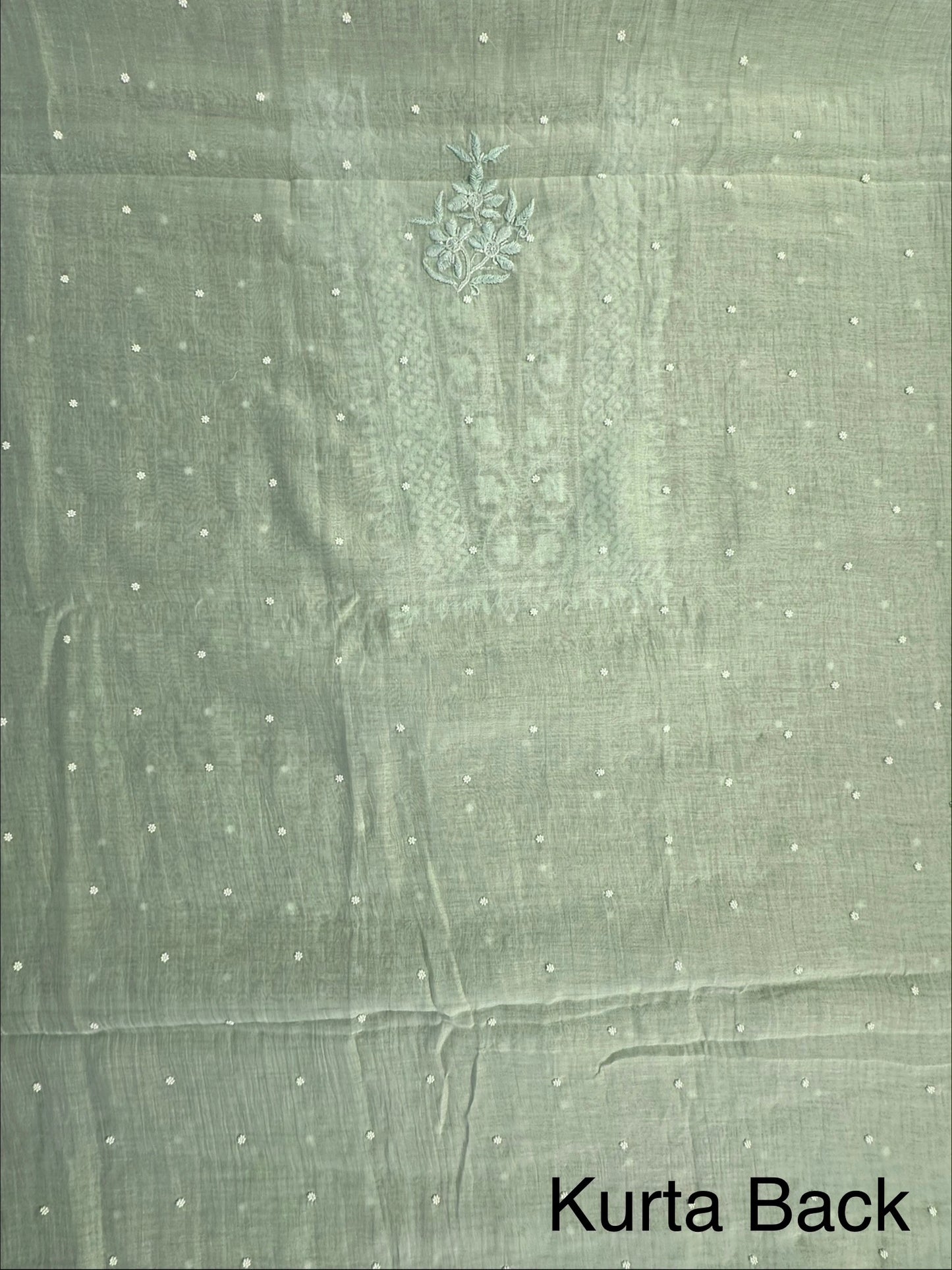 Sea Green Chanderi Chikankari 3-Piece Unstitched Suit with Katdana Work