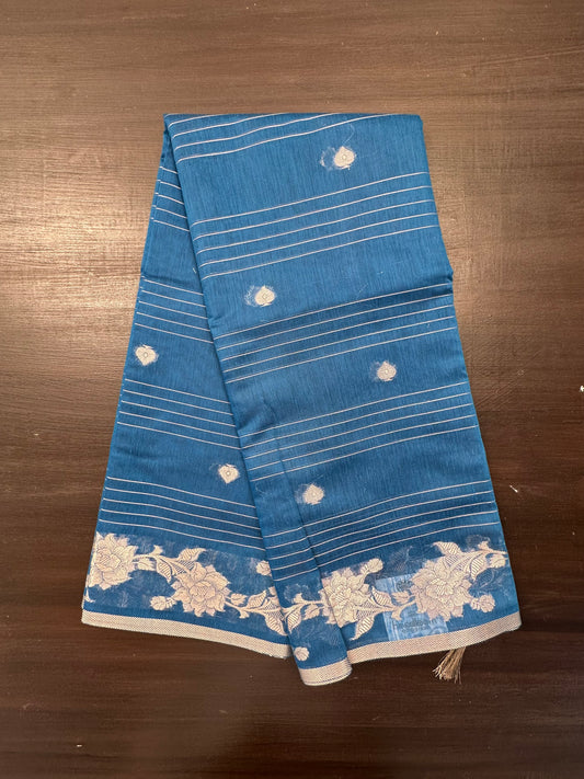Blue Chanderi Cotton Saree