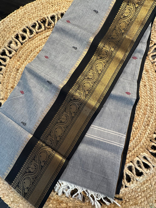 Grey Narayanpet Cotton Saree