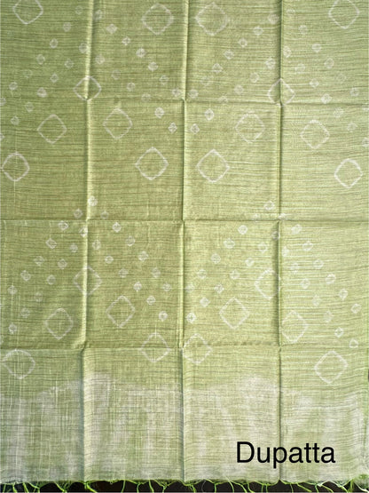 Parrot Green Kumari Art Cotton 3-Piece Suit