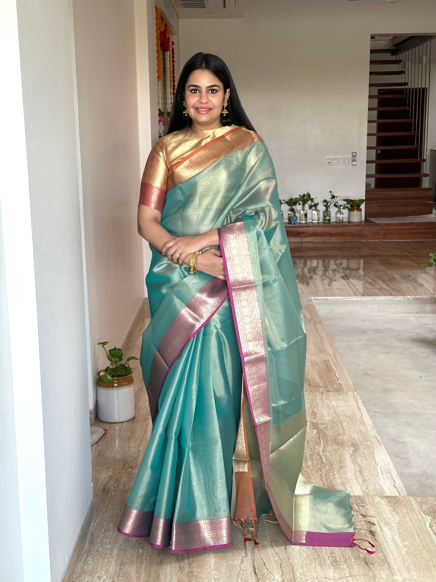 Sea Green Amrit Tissue Saree