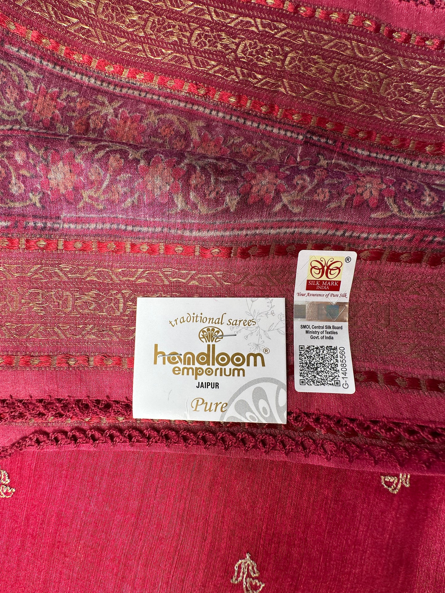 Pink Muga Silk Saree