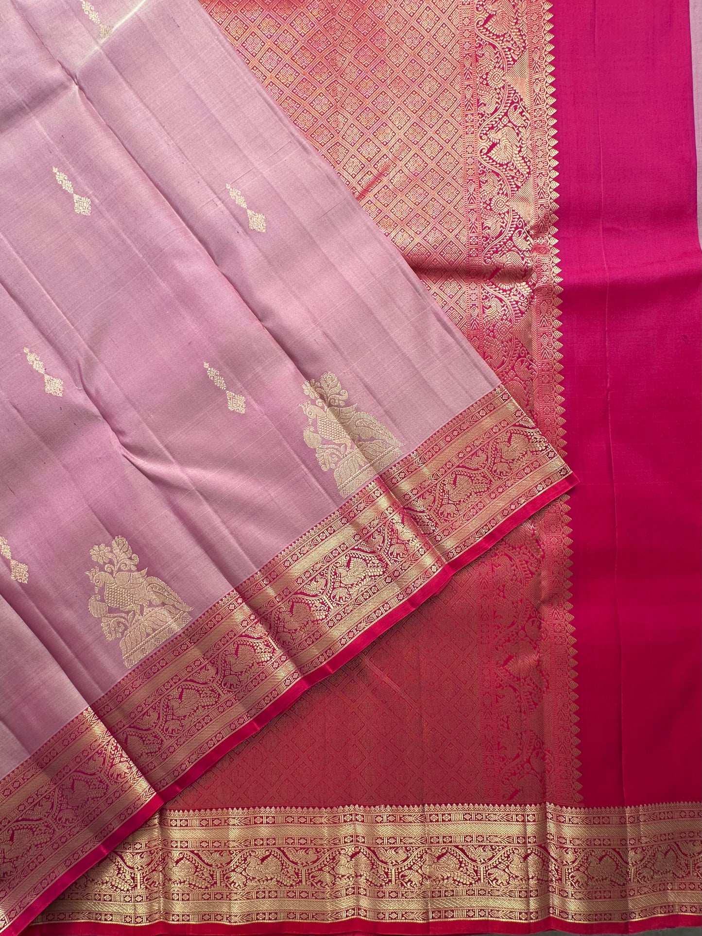 Mauve-Rani Handloom Kanjivaram Pure Silk Saree