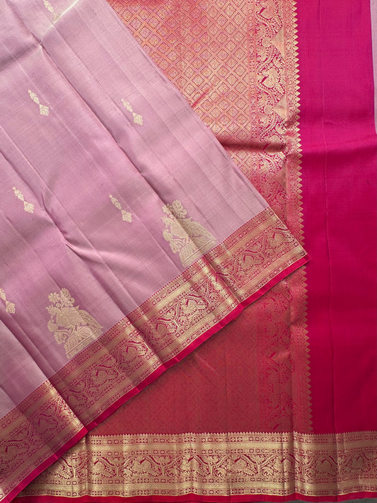 Mauve-Rani Handloom Kanjivaram Pure Silk Saree