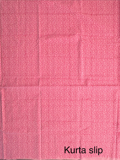 Pink 4-Piece Kota Doria Cotton Unstitched Suit