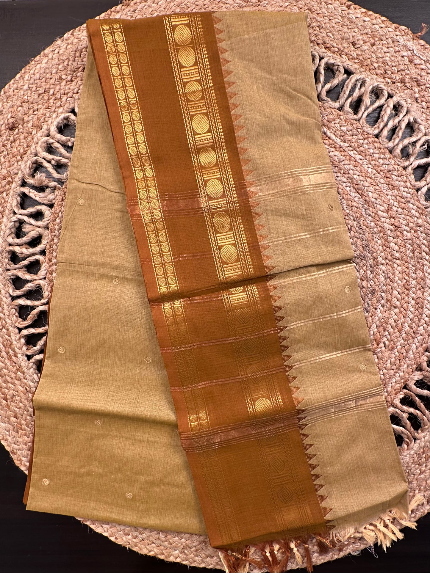Beige Narayanpet Cotton Saree