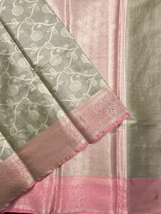 Pista Green -Pink Seerat Tissue Saree