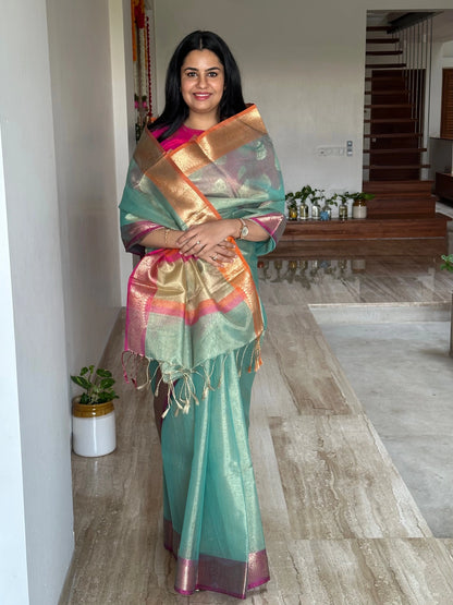 Sea Green Nimrit Tissue Saree
