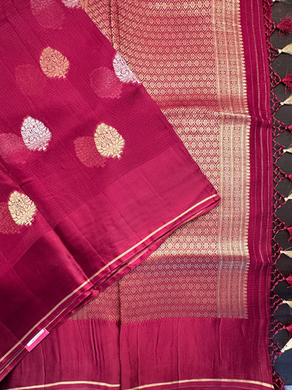 Maroon Manika Kota Doria Art Silk Saree