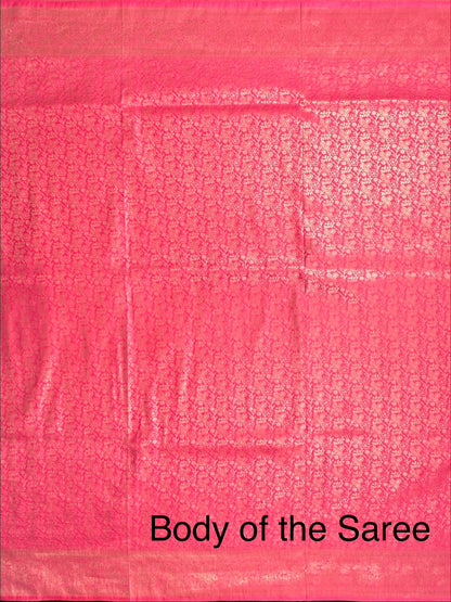 Pink Jamawar Artificial Silk Saree