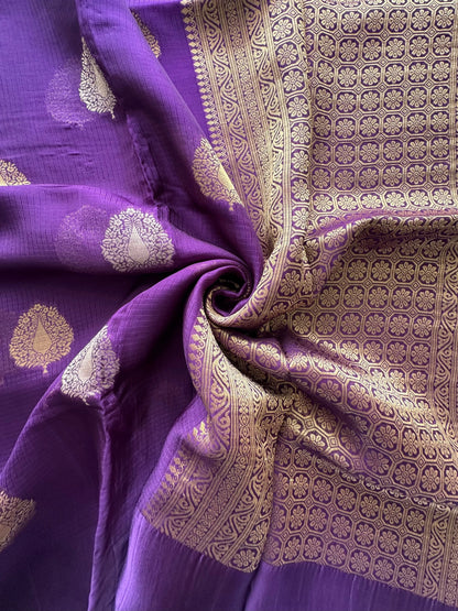 Purple Manika Kota Doria Art Silk Saree