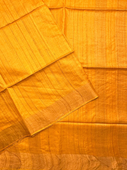 Mustard Handloom Tussar Silk Saree