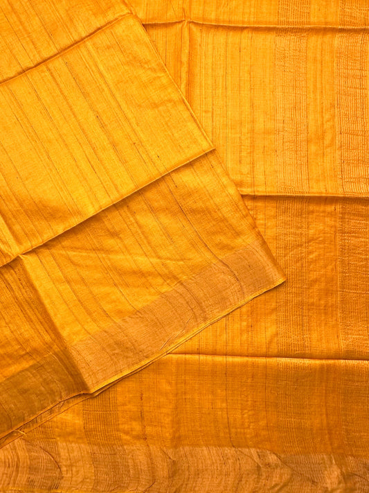 Mustard Handloom Tussar Silk Saree