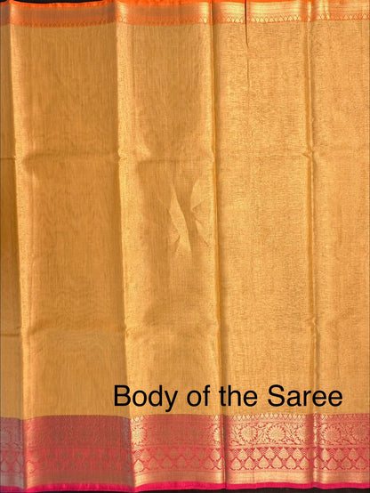 Yellow Kirat Tissue Saree