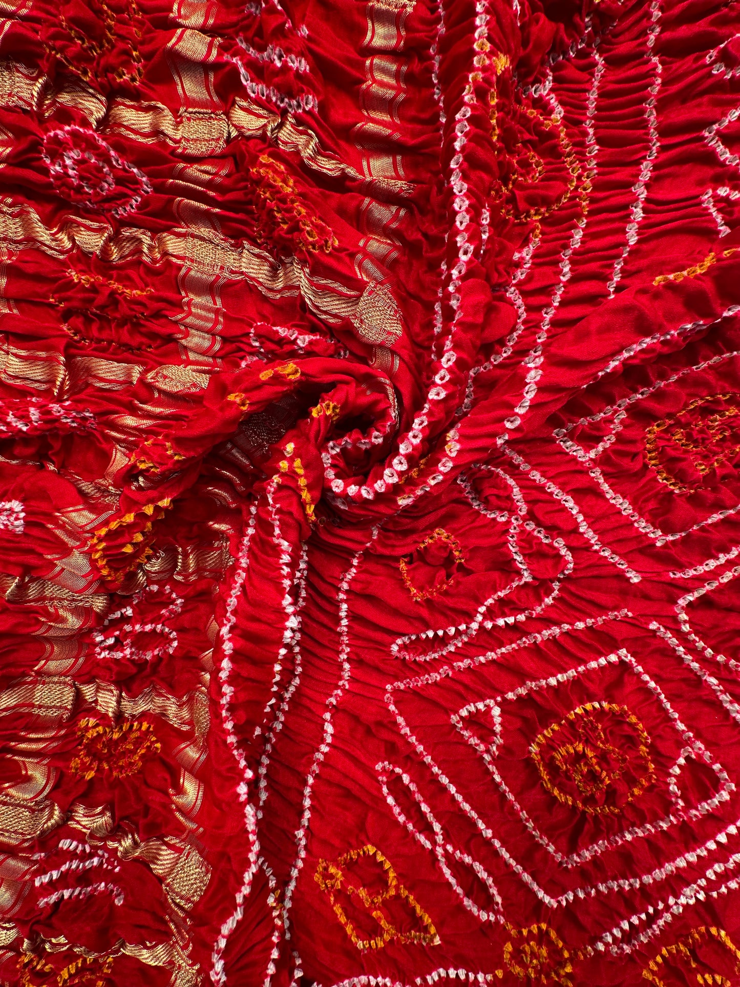 Red Gharchola Bandhej Gajji Silk Saree