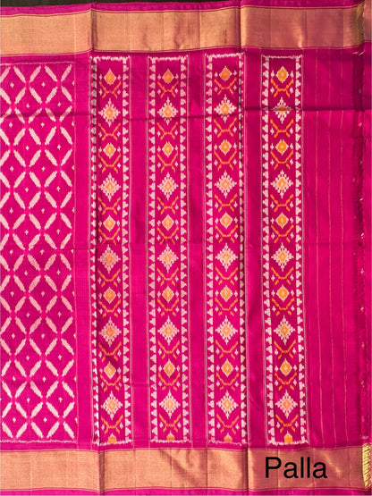 Magenta Ikkat Patola Handloom Silk Saree