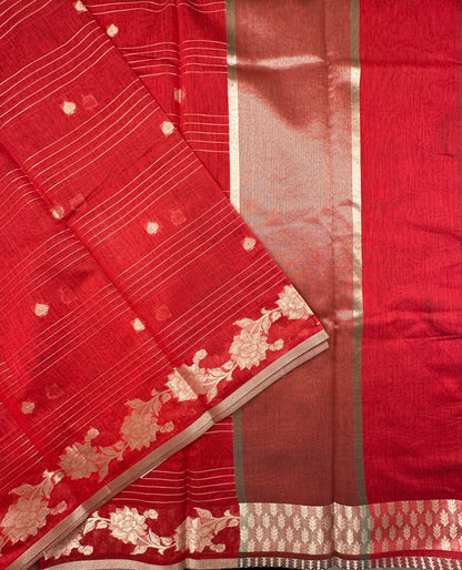 Red Chanderi Cotton Saree