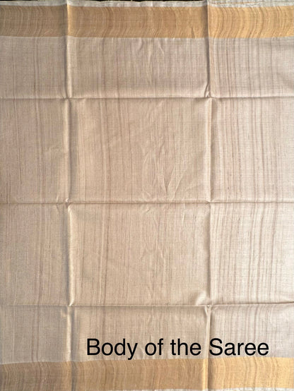 Beige Handloom Tussar Silk Saree