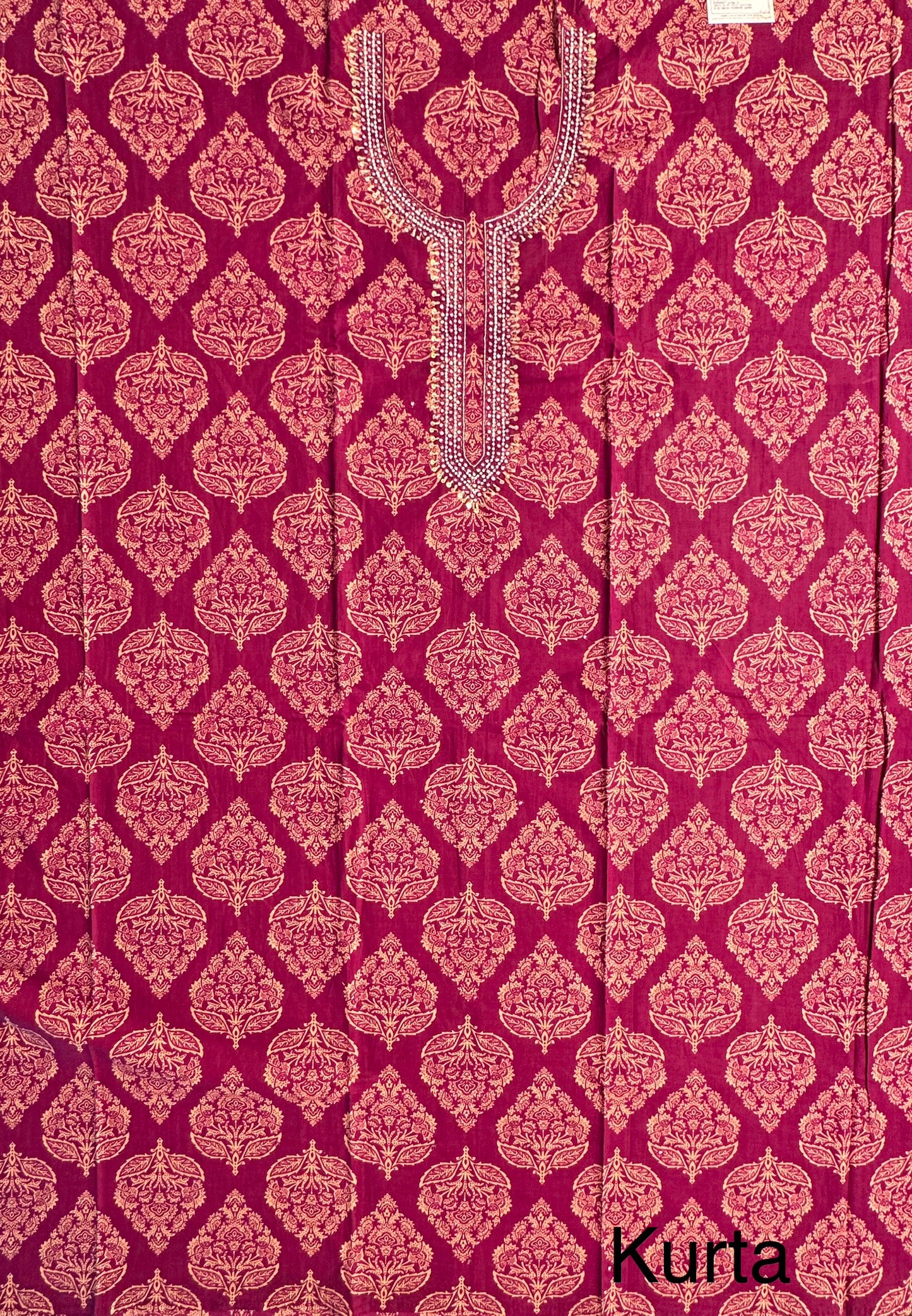 Magenta Printed Cotton 3-Piece Suit